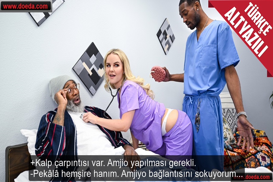 Hastaya Amjiyo Yapmak İçin Bağlantıları Götüne Sokturan Seksi Hemşire